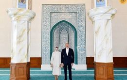 حجاب همسر الهام علی‌اف در مراسم افتتاح یک مسجد | تصویر