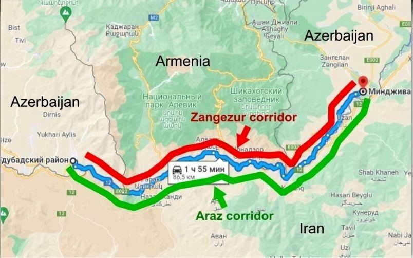 نقشه آمریکا در مرز جمهوری آذربایجان و ایران , جنگ ایران و اسرائیل در کریدور زنگزور